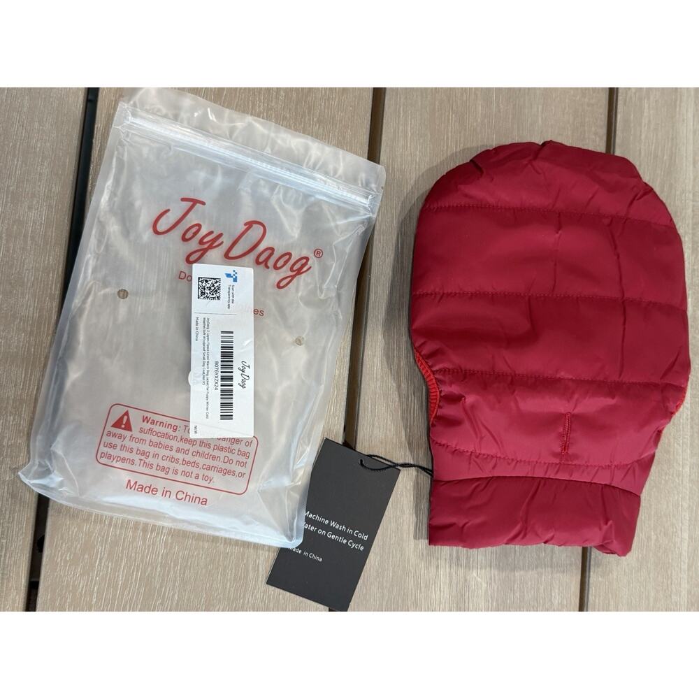 Joy‎ Daog XS Fleece Lined Dog Jacket Red Winter Coat Vest Soft Warm Snap Closure